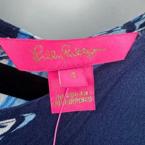 Lilly Pulitzer Ameilia Low Tide Bouquet Engineered Woven Dress Navy Size 4 NWT